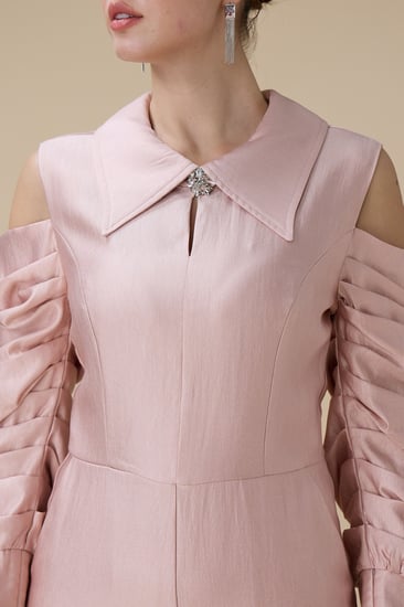 جمبسوت وردي أكمام مكشوفة ببقصة بنطال واسع