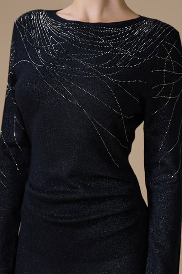 فستان اسود طويل ميتاليك