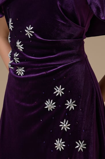 فستان موف طويل مخمل