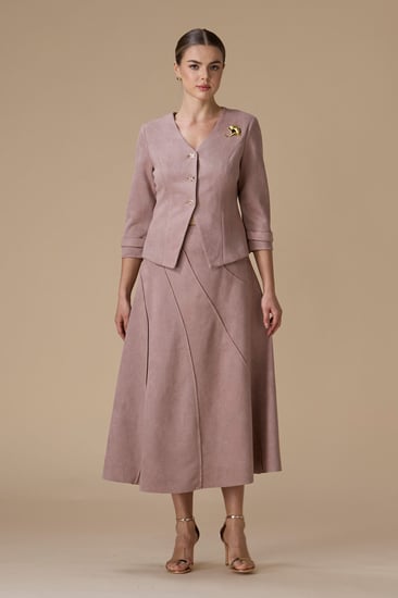 طقم وردي شامواه بجاكيت كلاسيكي