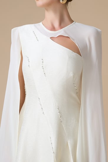 فستان سكري ميدي بأكمام كاب