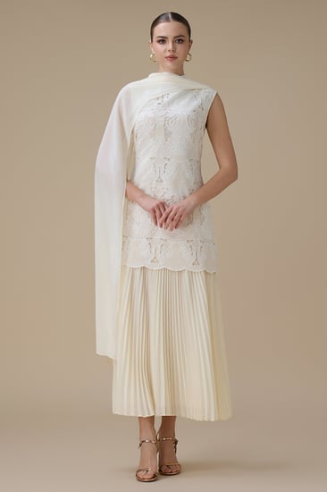 فستان ماكسي سكري بليسيه ووشاح انيق