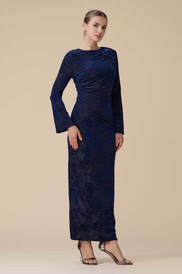 فستان كحلي ماكسي مخمل