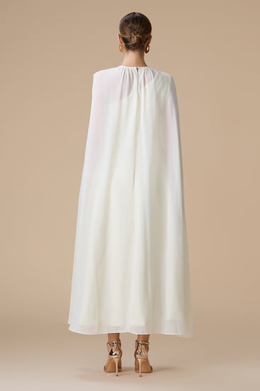 فستان سكري ميدي بأكمام كاب