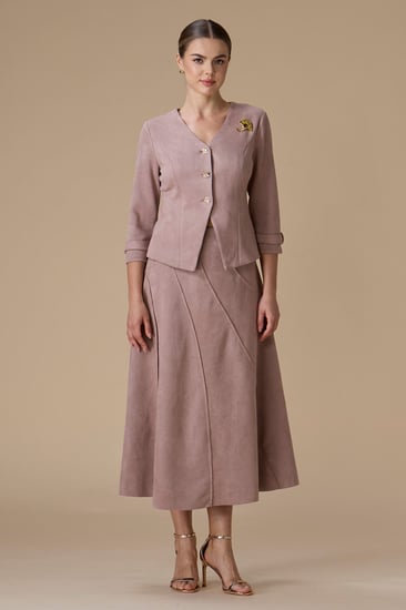 طقم وردي شامواه بجاكيت كلاسيكي