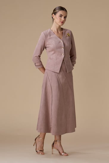 طقم وردي شامواه بجاكيت كلاسيكي