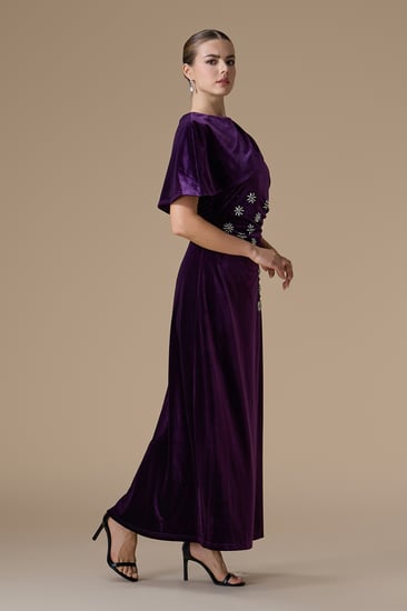 فستان موف طويل مخمل