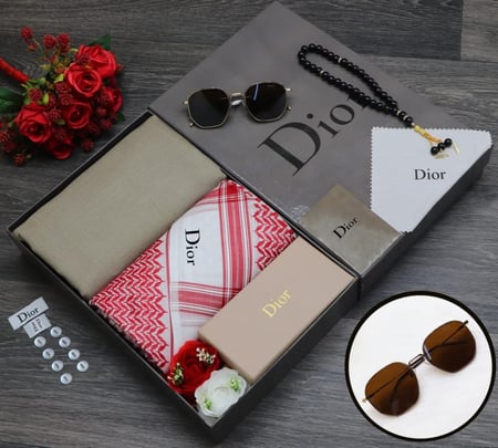 قماش مع شماغ ديور بوكس رجالي مع الملحقات