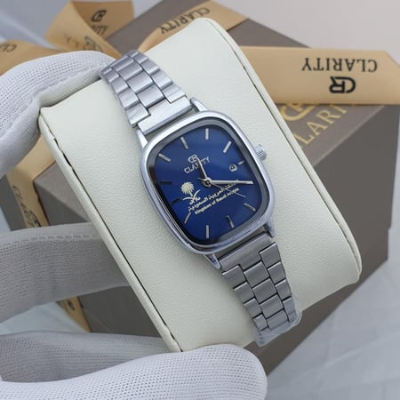 ساعة نسائية فضي ميناء ازرق