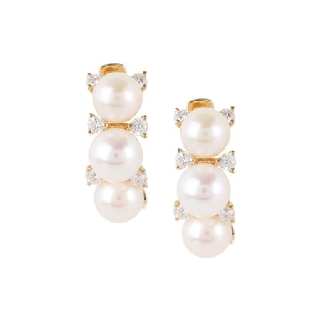 حلق مرصع باللؤلؤ والألماس المدور