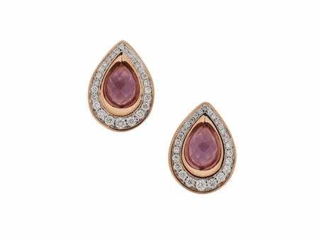 حلق بحجر الاماتيست ومرصع بألماس مدور