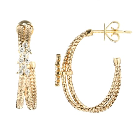 حلق ذهب وردي عيار 18 و ألماس VS-SI