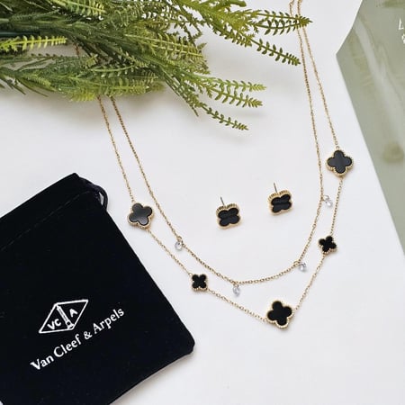 طقم سلسال و حلق ماركة - فان كليف