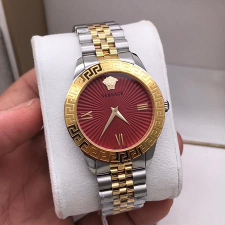 ساعات نسائية ماركة - فيرزاتشي ذهبي وفضي مينا أحمر نسائية