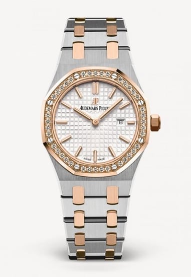 ساعات نسائية ماركة - ADAMS رويال أوك فضي مع نحاسي بالكامل مينا أبيض نسائية