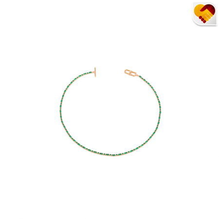 سلسلة فصوص خضراء ناعمة مطلي ذهب