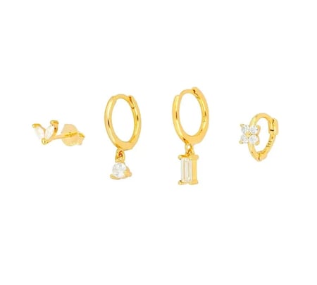 مجموعة 4 حلقان فضة ( اذن وحدة )