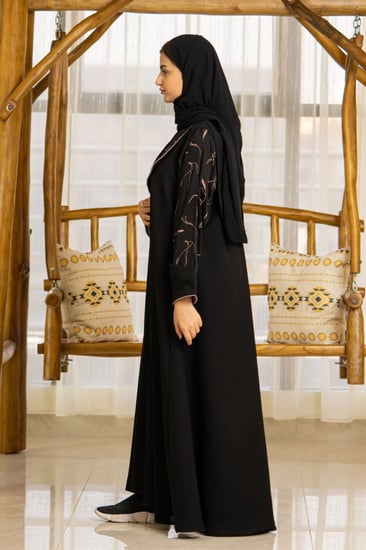 عبايات شتويةكلوش مناسبات شك خرز كرستال ملونه ساترة دوامات جاكار عباية