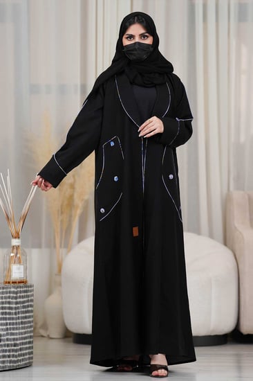 عباية زاهية كلاسك مع قيطان وزرارات عالجيوب