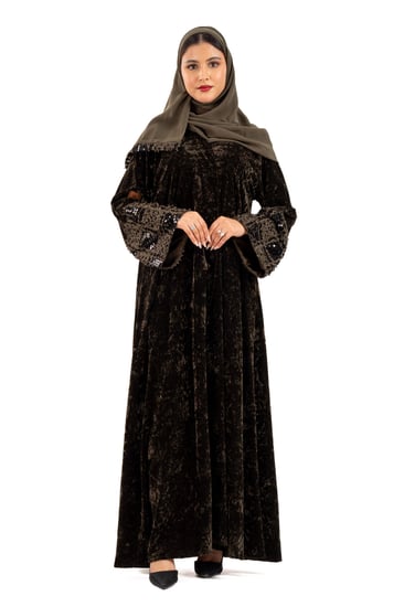 عباية أفنان باللون الزيتي الداكن