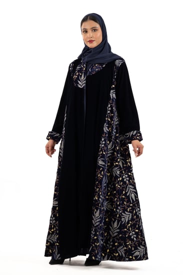 عباية رسيل مخمل كحلي مطرز