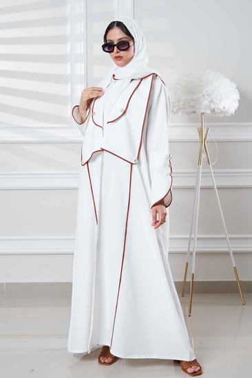 عباية مانسيرا بياقة واسعة وقيطان عسلي