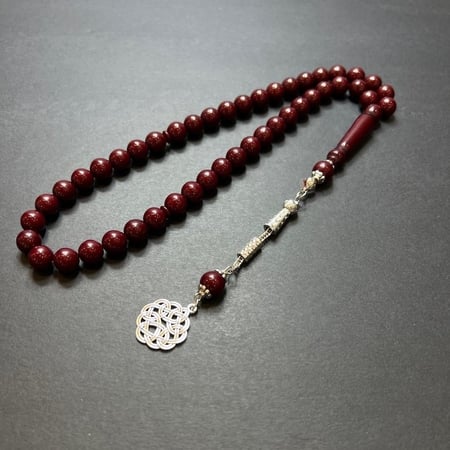 تسوق سبحة تراب كهرمان -بكلايت- شكة -  عنابي غامق مميز