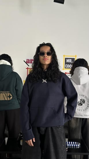 هودي دبل كاب كحلي  oversize