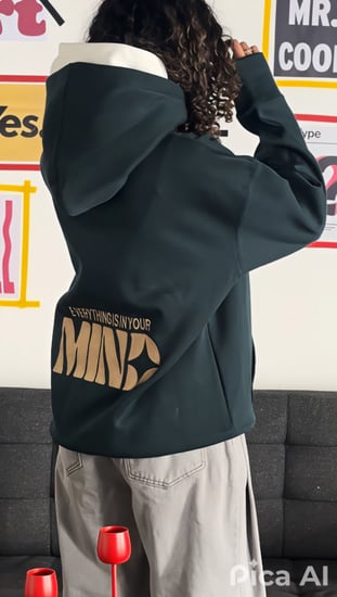 هودي دبل كاب أخضر  oversize