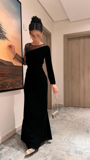 فستان سهره جوخ وتل تايواني اسود