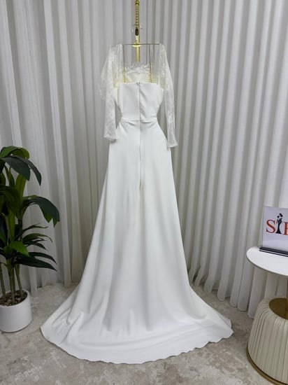فستان سهره  ابيض راقي