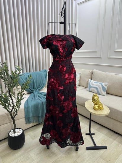 فستان سهره دانتيل عودي واسود