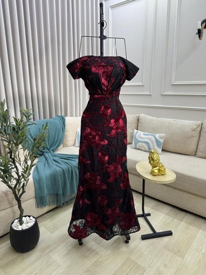 فستان سهره دانتيل عودي واسود