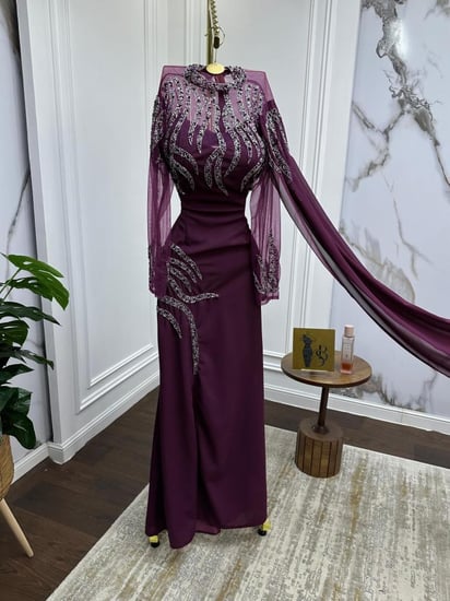 فستان سهره   موف & وازرق