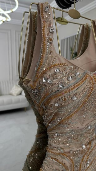 فستان سهره بيج ذهبي فخم
