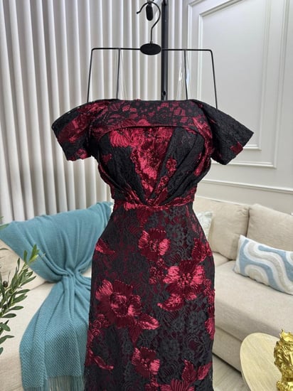 فستان سهره دانتيل عودي واسود