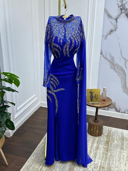 فستان سهره   موف & وازرق