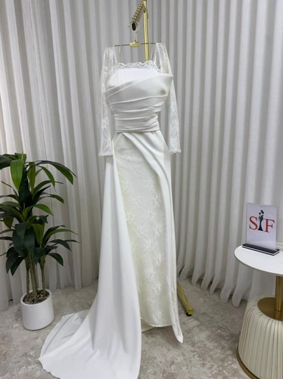 فستان سهره  ابيض راقي