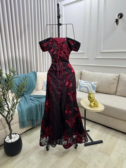 فستان سهره دانتيل عودي واسود