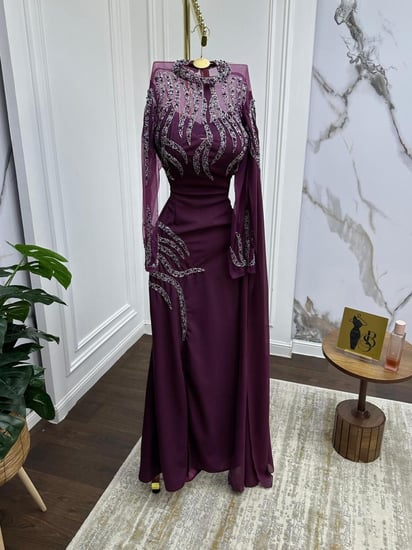 فستان سهره   موف & وازرق