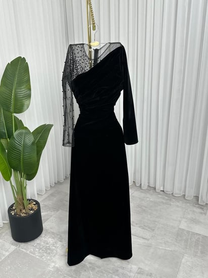 فستان سهره جوخ وتل تايواني اسود