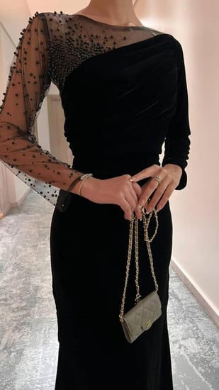 فستان سهره جوخ وتل تايواني اسود