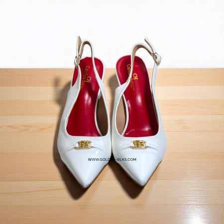 كعب كارولينا هيريرا أبيض لماع  ومطفي مقاس 38