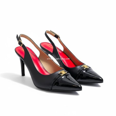 كعب كارولينا هيريرا أسود لماع  ومطفي مقاس 39