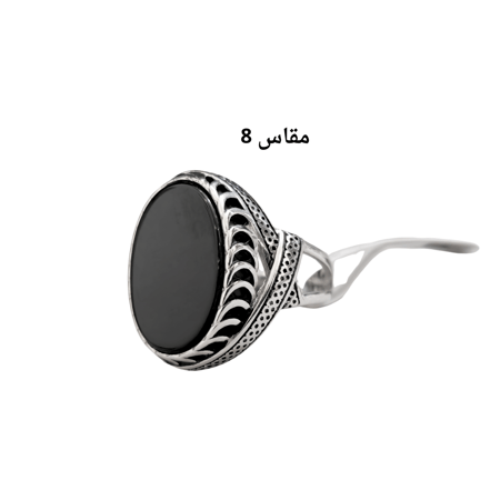 خاتم فضة اسود نقش تركـي م  8
