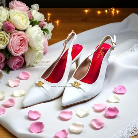 كعب كارولينا هيريرا أبيض لماع  ومطفي مقاس 38