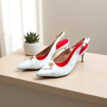 كعب كارولينا هيريرا أبيض لماع  ومطفي مقاس 38