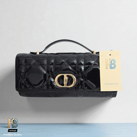 حقيبة لماع Dior  Macrocannage Lambskin Black