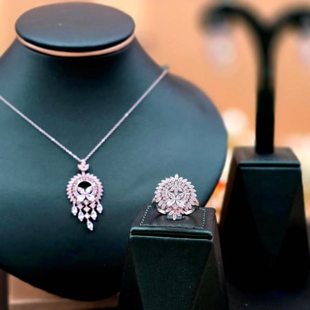 Lantern نصف طقم فضه 925 قلاده و خاتم واقراط