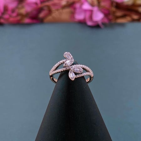 فراشات النور خاتم فضه 925 بديل الالماس